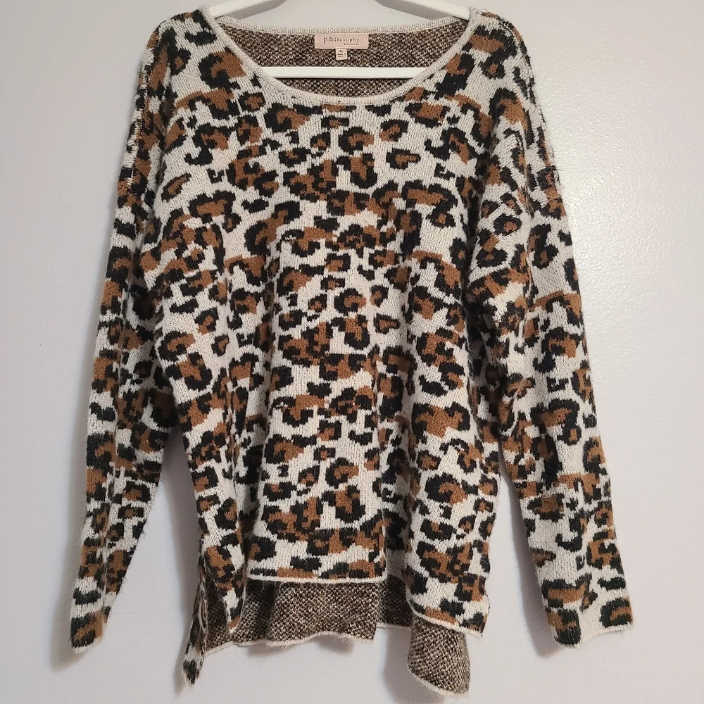 Philosophy Oversized Cozy Animal Print Pullover Sweater XL